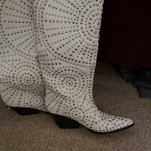 Billini White Studded Heeled Boots